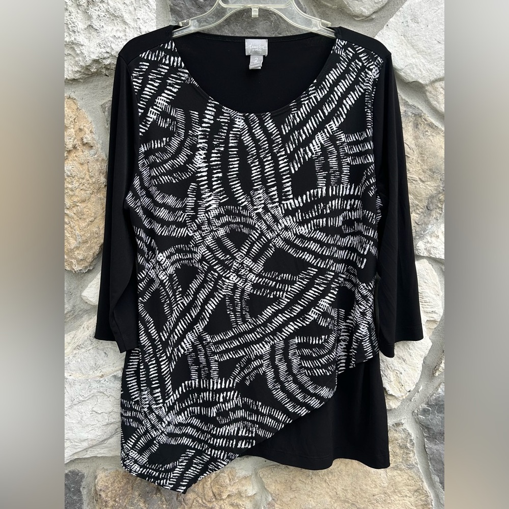 Chico Travelers Tunic Top Size 2 (Large) Neutral Modern Artsy Business Casual